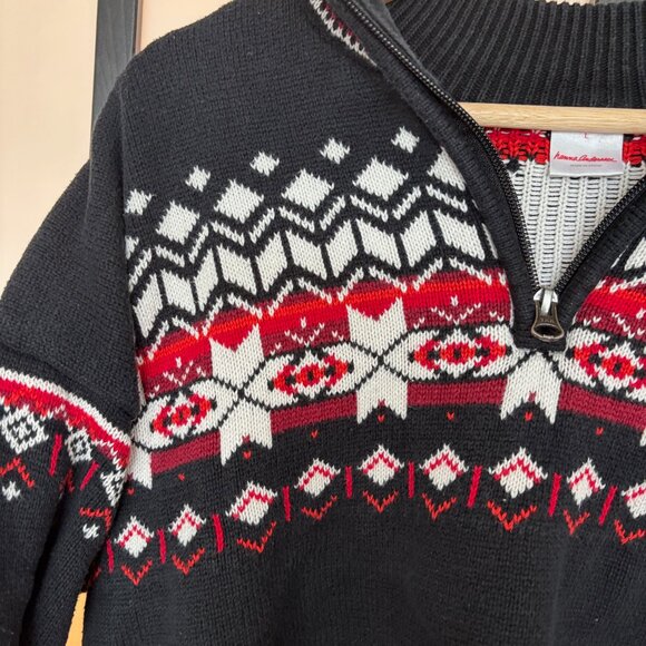 Hanna Andersson Fair Isle Sweater Nordic Quarter-Zip Womens Sz Large Cotton Knit - Picture 11 of 16